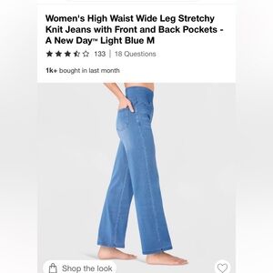 A New Day Women's Large Blue Wide Leg Jeans (Jeggings/Leggings); Like New